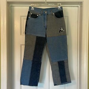 History Iceberg - Y2K PePeLe Pew embroidered on patchwork jeans - size 27”